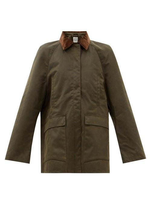 Totme - Country Waxed-cotton Jacket - Womens - Dark Green