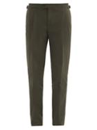 Matchesfashion.com Thom Sweeney - Pressed-crease Cotton-twill Tapered Trousers - Mens - Green
