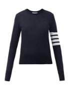 Matchesfashion.com Thom Browne - Four Bar-intarsia Merino-wool Sweater - Womens - Navy