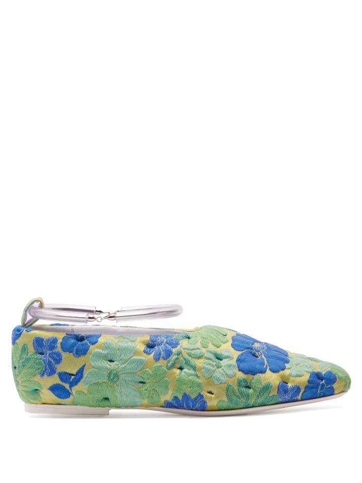 Jil Sander Floral Ankle-strap Ballet Flats