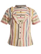Matchesfashion.com Ace & Jig - Fiona Ruffle Trimmed Striped Cotton Blouse - Womens - Beige Multi