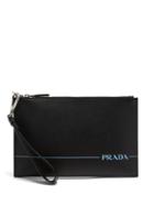 Matchesfashion.com Prada - Logo Debossed Leather Pouch - Mens - Black
