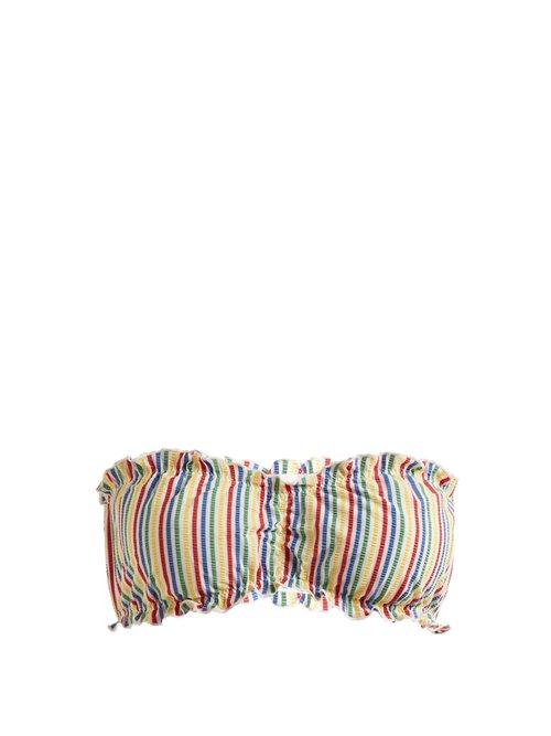 Matchesfashion.com Solid & Striped - The Audrey Striped Seersucker Bandeau Bikini Top - Womens - Multi Stripe