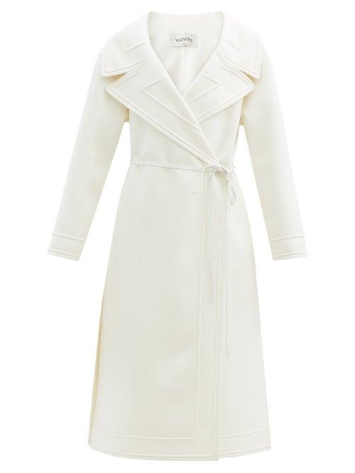 Matchesfashion.com Valentino - Double-breasted Belted Wool-blend Coat - Womens - Ivory