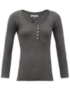 Matchesfashion.com Isabel Marant Toile - Lamylic Ribbed Cotton-jersey Henley Top - Womens - Dark Grey