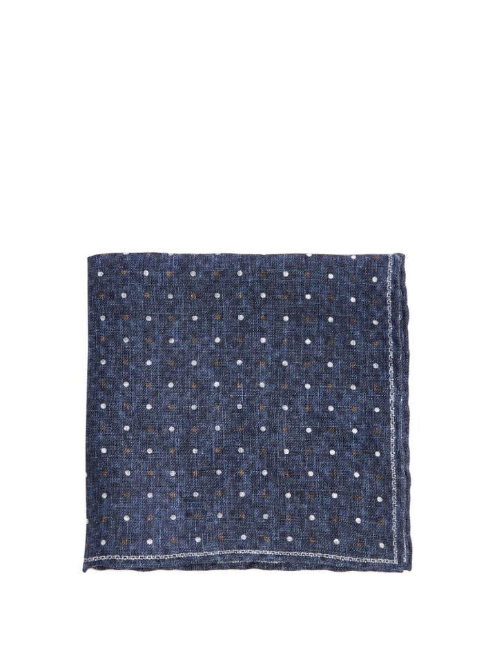 Brunello Cucinelli Polka-dot Print Linen Pocket Square