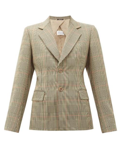 Matchesfashion.com Maison Margiela - Single-breasted Prince Of Wales-check Blazer - Womens - Green Multi