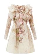 Zimmermann - Dancer Flounced Floral-print Voile Dress - Womens - Blush Multi