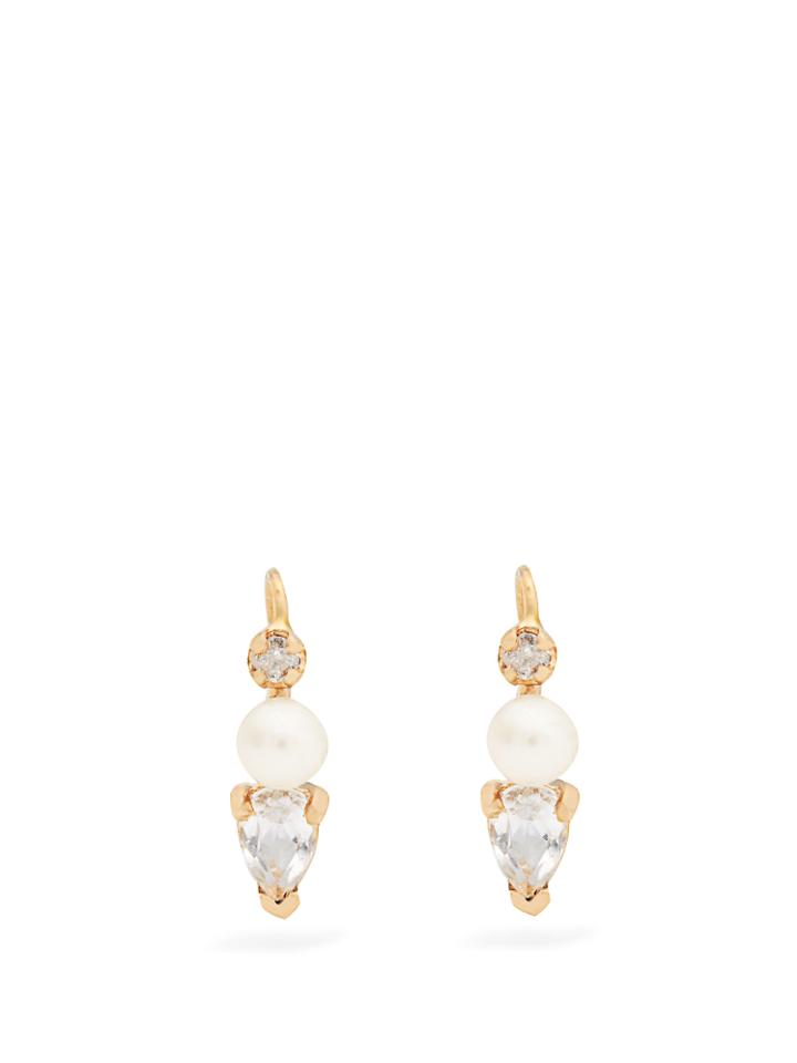 Loren Stewart Diamond, Topaz, Pearl & Yellow-gold Earrings