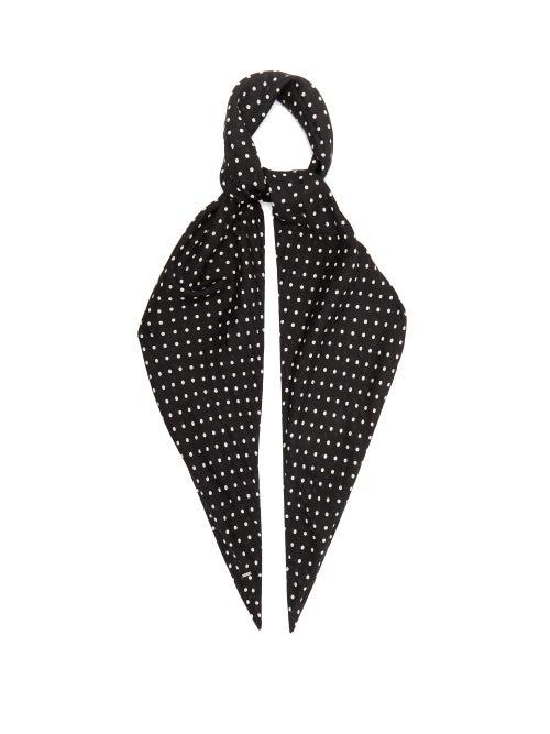 Saint Laurent - Polka-dot Silk-satin Scarf - Womens - Black White