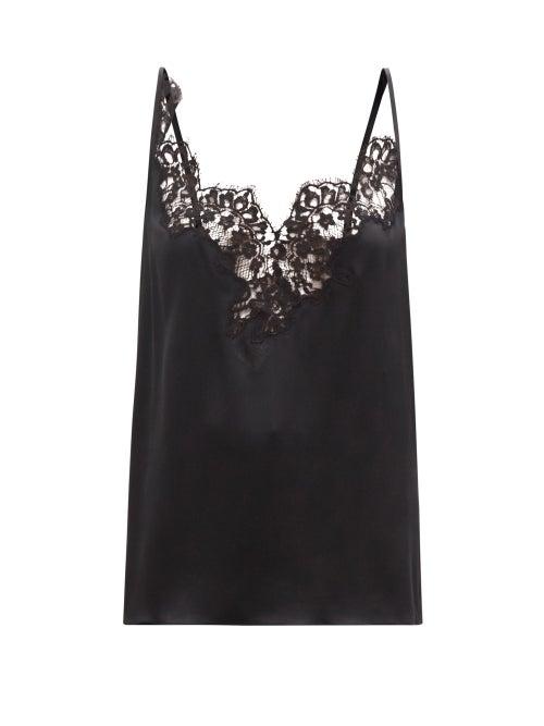 Raey - Lace-trimmed Silk-satin Cami - Womens - Black