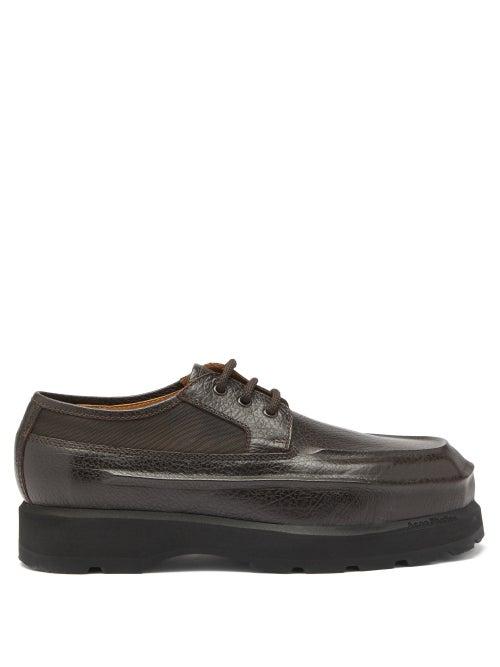 Matchesfashion.com Acne Studios - Square-toe Grained-leather Derby Shoes - Mens - Dark Brown