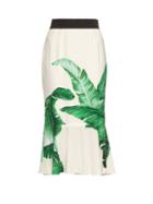 Dolce & Gabbana Banana Leaf-print Crepe Midi Skirt