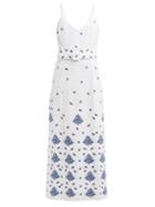 Matchesfashion.com Rebecca De Ravenel - Floral Embroidered Cotton Dress - Womens - White Multi