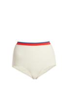 Matchesfashion.com Solid & Striped - The Katie High Rise Bikini Briefs - Womens - Cream Multi