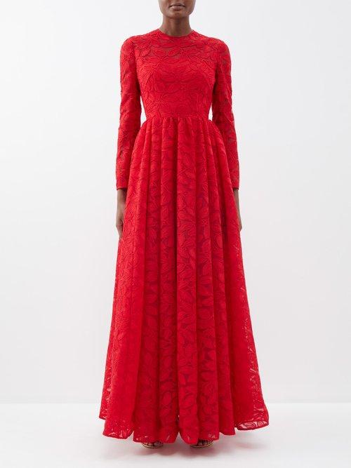 Emilia Wickstead - Annette Embroidered Organza Gown - Womens - Red