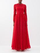 Emilia Wickstead - Annette Embroidered Organza Gown - Womens - Red