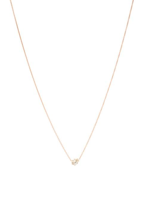 Matchesfashion.com Jade Trau - Penelope Diamond Solitaire & 18kt Gold Necklace - Womens - Rose Gold