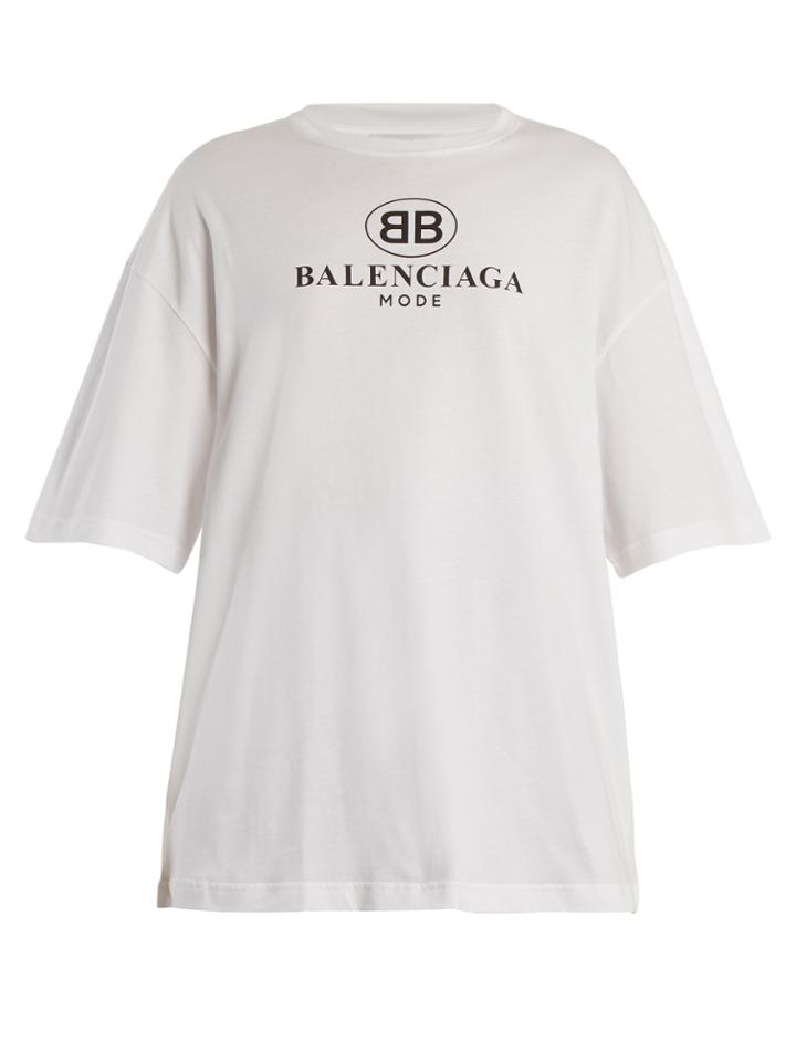 Balenciaga Logo-print Dropped-shoulder Cotton T-shirt