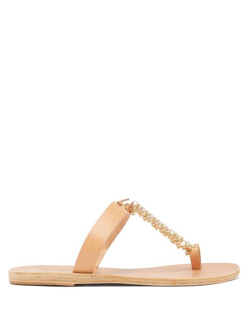Matchesfashion.com Ancient Greek Sandals - Iris Beaded Chain Leather Sandals - Womens - Tan