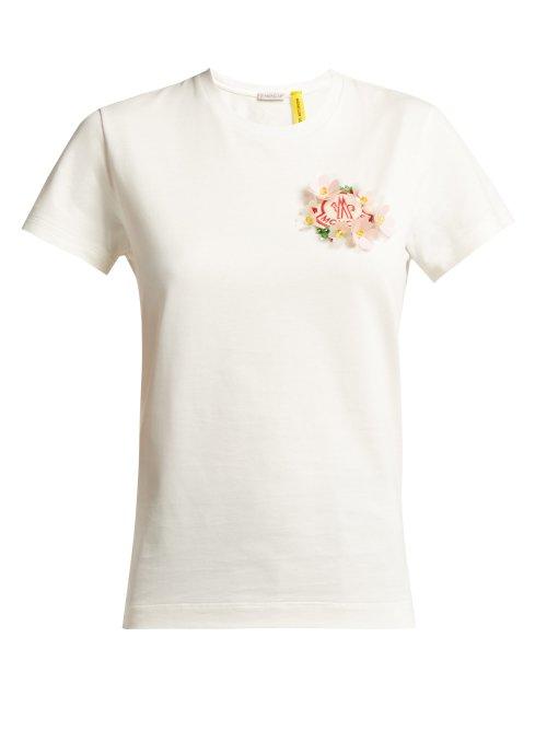 Matchesfashion.com 4 Moncler Simone Rocha - Flower Logo Cotton T Shirt - Womens - White