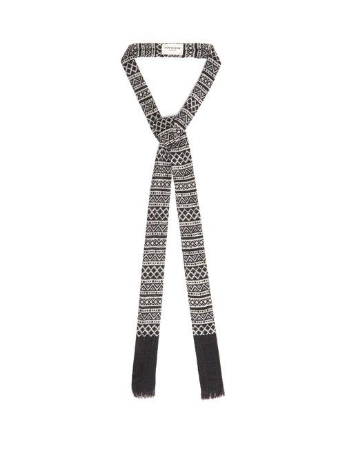 Matchesfashion.com Saint Laurent - Tribal Print Wool Blend Crepe Tie - Mens - Black Multi