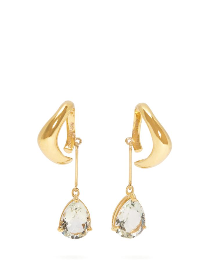 Alan Crocetti Sky Drop Gold-plated Topaz-drop Ear Cuffs