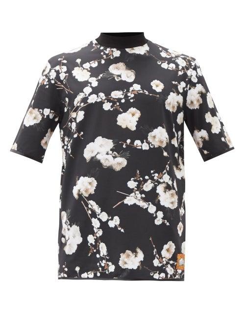 Matchesfashion.com Boramy Viguier - High-neck Floral-print Jersey T-shirt - Mens - Black White