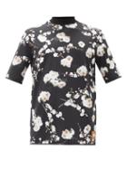 Matchesfashion.com Boramy Viguier - High-neck Floral-print Jersey T-shirt - Mens - Black White