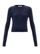 Ladies Rtw Jil Sander - Round-neck Wool Sweater - Womens - Navy