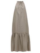 Matchesfashion.com Asceno - Ibiza Halterneck Crescent-print Silk-satin Dress - Womens - Cream