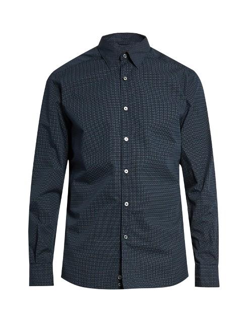 Ermenegildo Zegna Micro Flower-print Long-sleeved Cotton Shirt