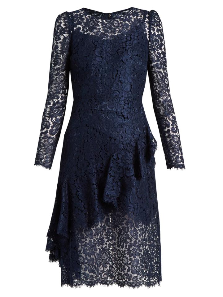 Dolce & Gabbana Ruffled-front Floral-lace Dress