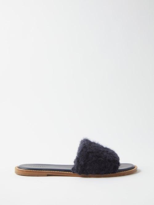 Gabriela Hearst - Ballast Leather And Wool Sandals - Womens - Navy