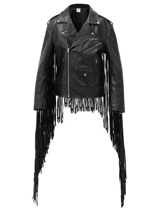 Matchesfashion.com Vetements - Fringed Leather Jacket - Mens - Black