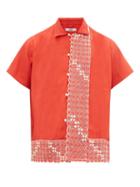 Matchesfashion.com Bode - Lace Trimmed Linen Shirt - Mens - Red
