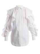 Sara Battaglia Ruffled Cotton-poplin Shirt