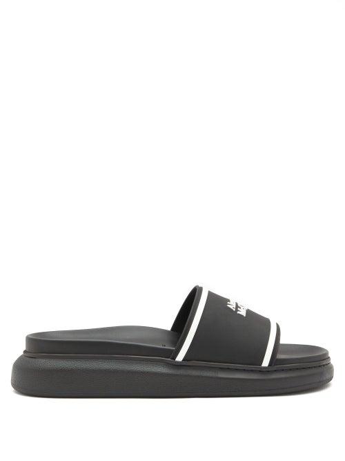 Matchesfashion.com Alexander Mcqueen - Logo-embossed Rubber Slides - Mens - Black White