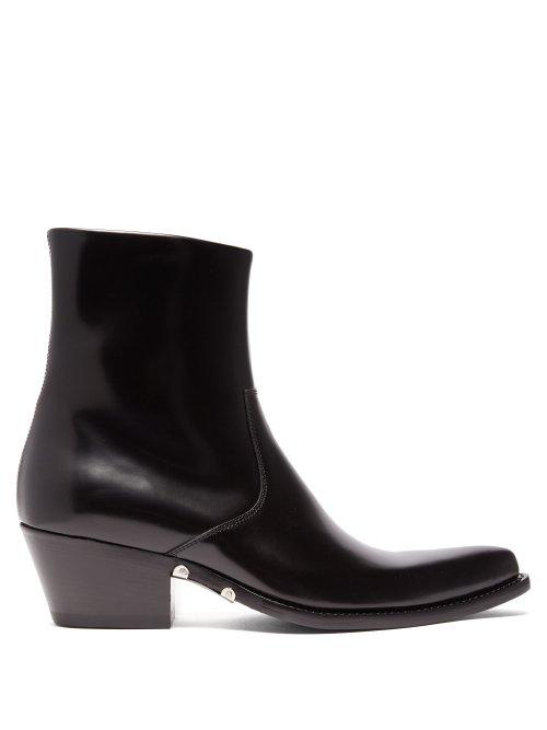 Matchesfashion.com Calvin Klein 205w39nyc - Tex Polished Leather Ankle Boots - Mens - Black