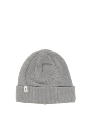 On - Logo-label Ribbed-merino Beanie Hat - Mens - Grey