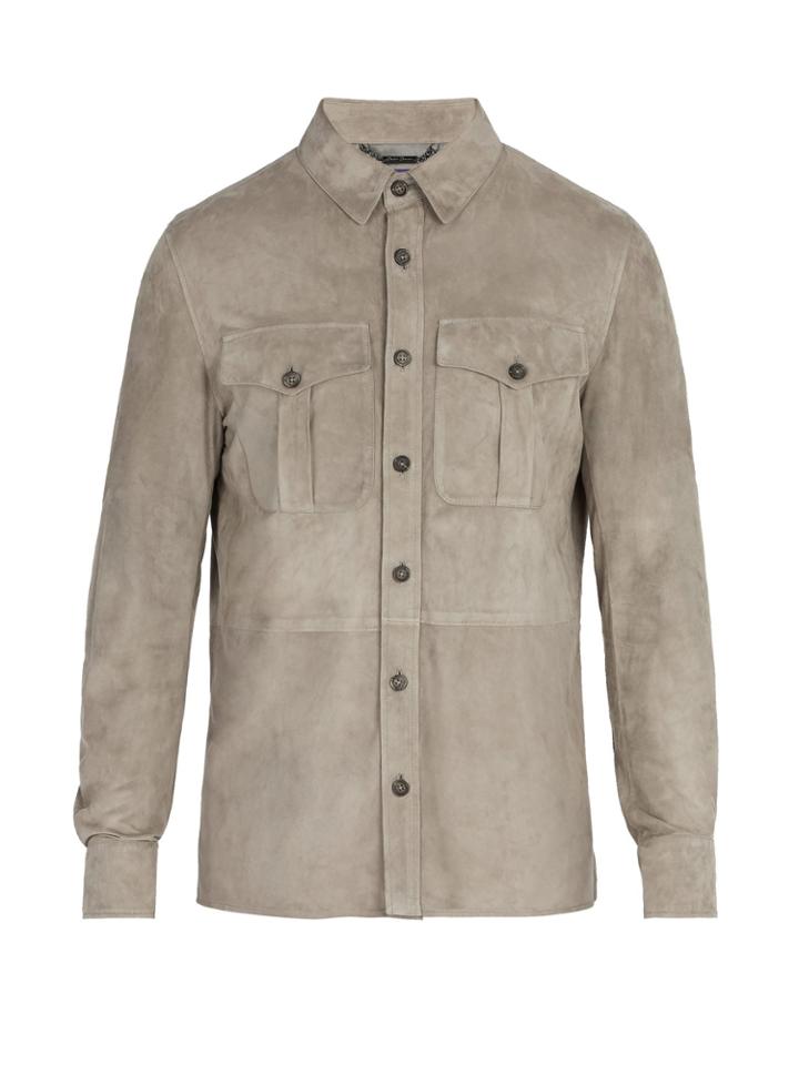 Ralph Lauren Purple Label Barron Point-collar Suede Jacket
