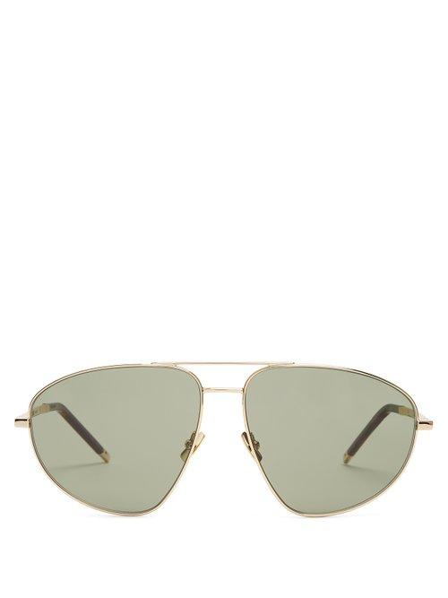 Matchesfashion.com Saint Laurent - Aviator Sunglasses - Mens - Gold