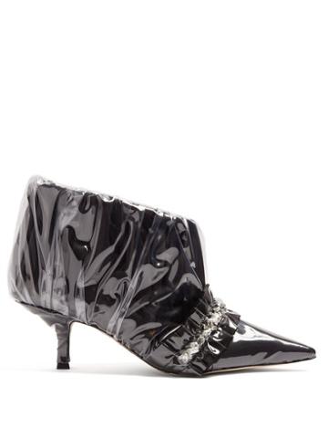 Matchesfashion.com Paciotti By Midnight - Crystal Embellished Ruched Satin Ankle Boot - Womens - Black
