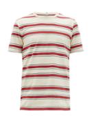 Matchesfashion.com Albam - Striped Cotton-jersey T-shirt - Mens - Red Multi