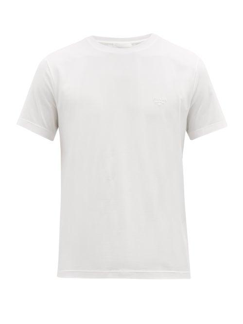 Matchesfashion.com Prada - Embroidered Logo Stretch Cotton T Shirt - Mens - White