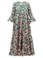 Matchesfashion.com La Doublej - Jennifer Jane Printed Silk Dress - Womens - Pink Multi