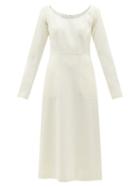 Ladies Rtw Giambattista Valli - Scoop-neckline Crepe Midi Dress - Womens - Ivory
