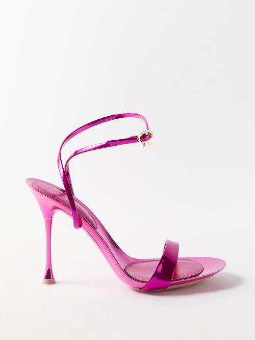 Gianvito Rossi - Spice 95 Wraparound Leather Sandals - Womens - Pink