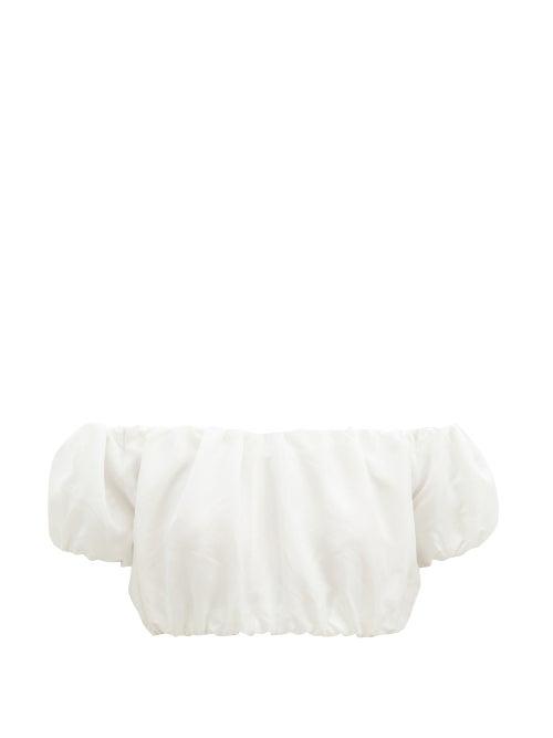 Matchesfashion.com Sir - Valetta Off-the-shoulder Silk Crop Top - Womens - Ivory