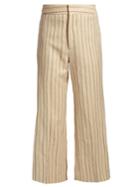Isabel Marant Keroan Striped Flared Cropped Linen-blend Trousers